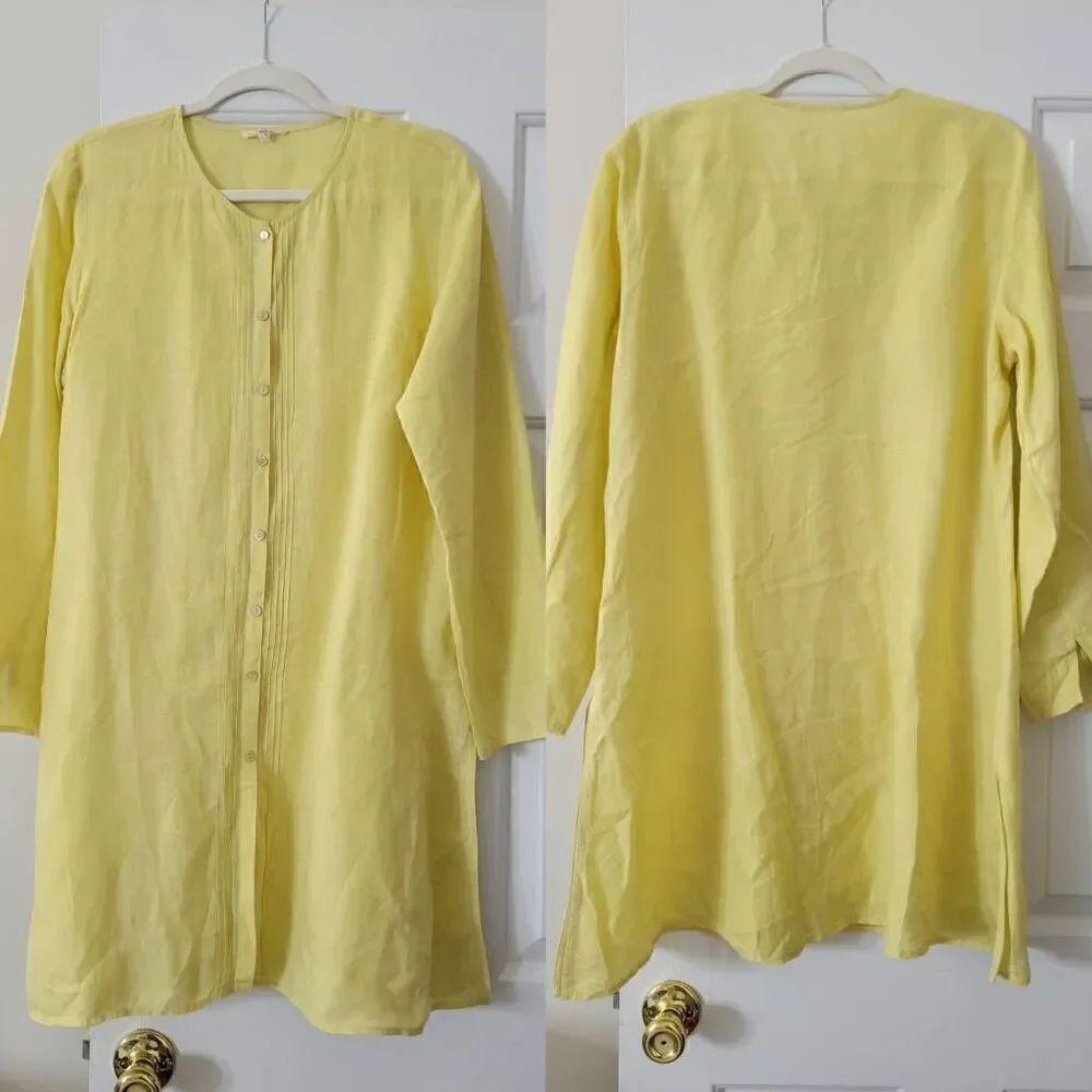 Eileen fisher Irish Liene Yellow Long Shirt M